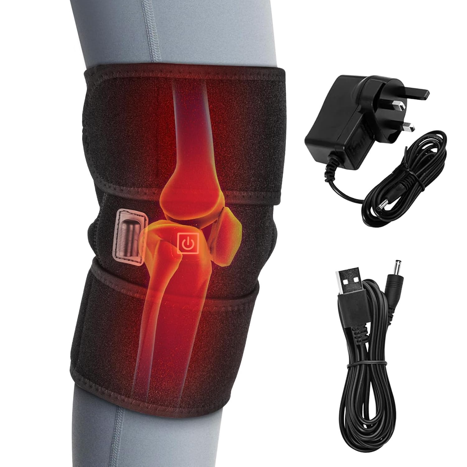 Heated knee pad for warmth and pain relief during recovery