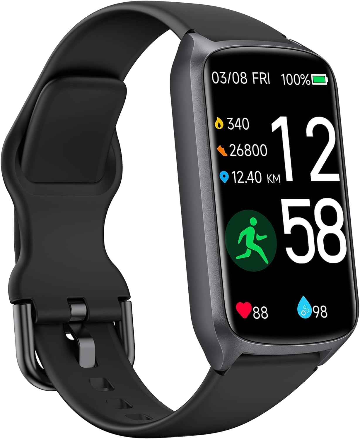Smart health watch fitness tracker with heart rate and blood oxygen monitor