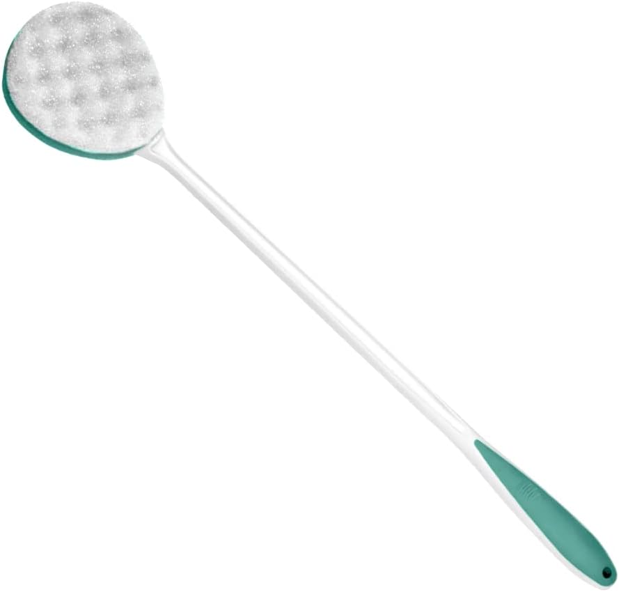 Long-handled bendable back bath brush for limited mobility