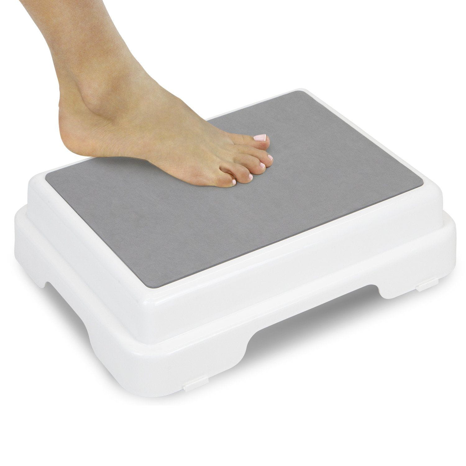 Non-slip bath step to reduce the step height into a bath or shower