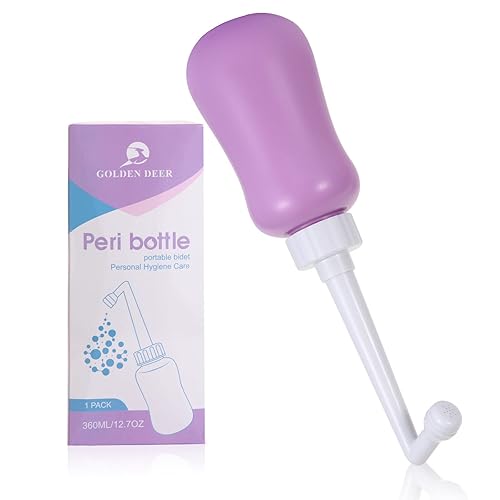 Angled postpartum peri bottle for gentle cleansing