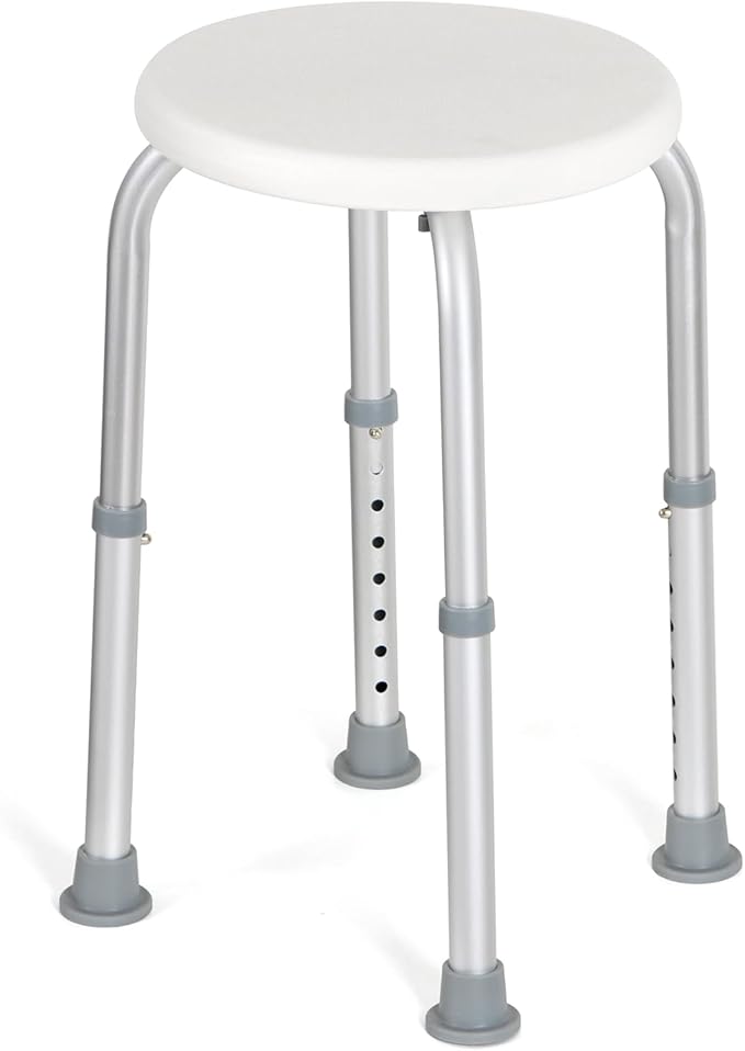 Lightweight aluminum shower stool for safe seated showering
