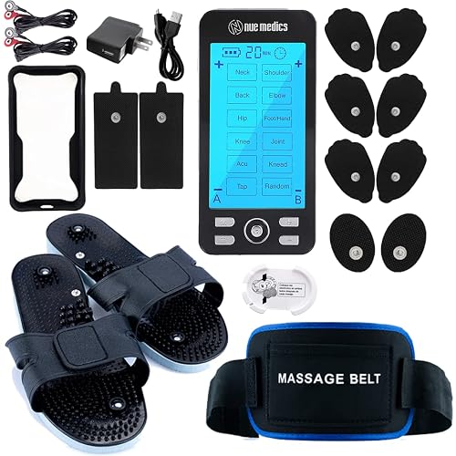 TENS and EMS muscle stimulator machine with electrode pads