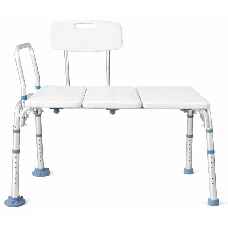 Tub transfer bench for safe bathing with a non-weight-bearing leg