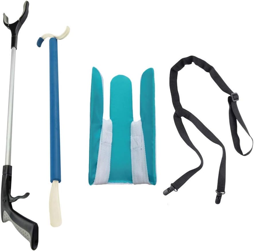 4-piece dressing aid kit with grabber and shoe horn