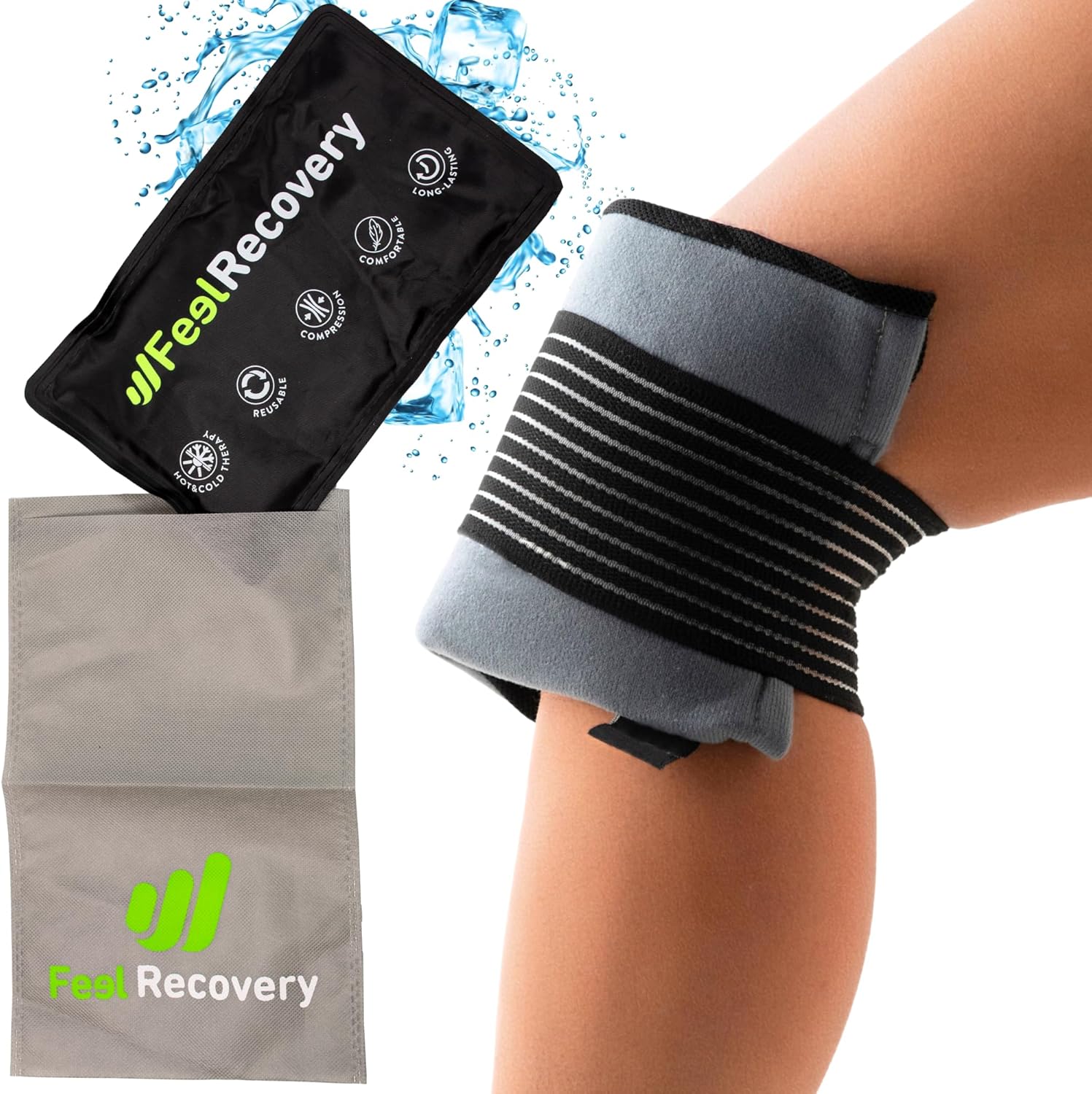 Set of two reusable gel ice packs for hot and cold therapy