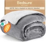 Reversible sherpa fleece throw blanket for recovery comfort